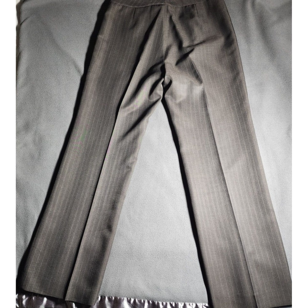 Kasper Pants Womens Size 10 Brown Striped Chino Casual Ankle Buttons Zip - Picture 13 of 16
